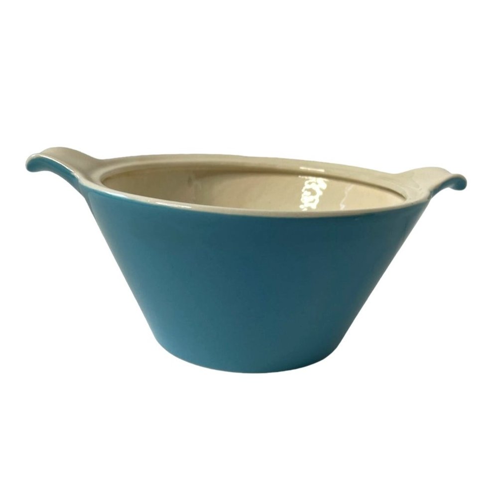 MCM Eye Popping Turquoise Casserole Dish Vintage